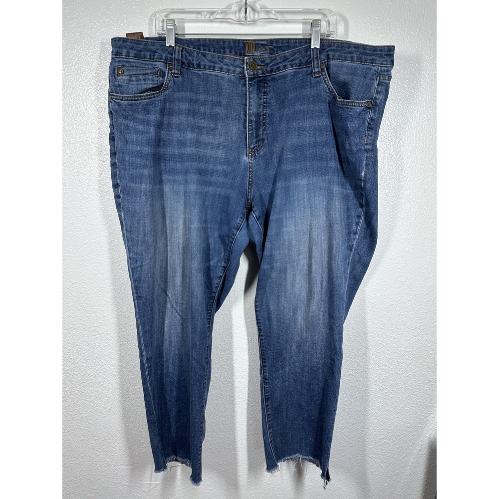 KUT from the Kloth Jeans Womens 20W Blue Stretch Raw Hem Ankle Skinny Plus Denim